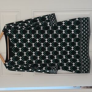 White House Black Market 3/4‎ Sleeve Geometric Printed Tunic Top Womens Size Med